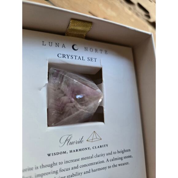 Luna Norte Crystal Set In Gift Box, Fluorite, Pink Quartz & Quartz, Gift Set - Picture 2 of 8